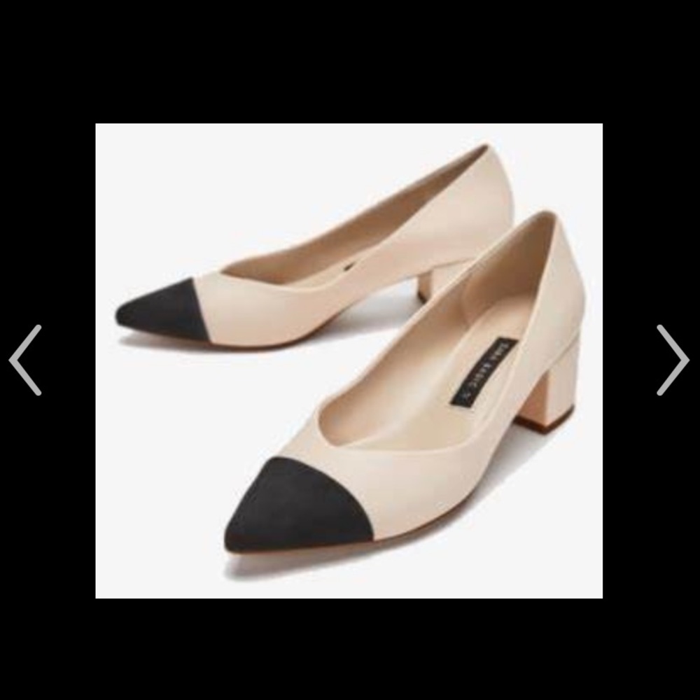 Pointed cap toe block heels